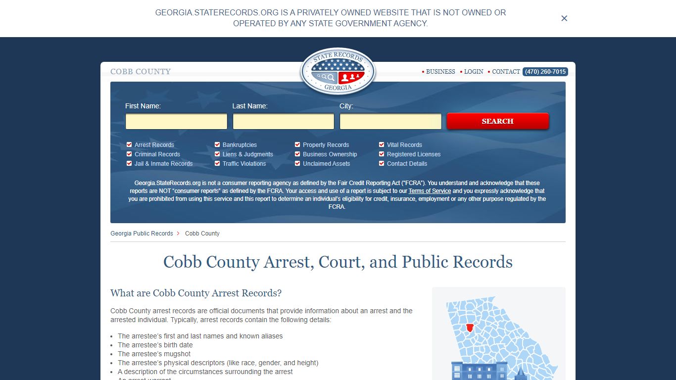 Cobb County Arrest, Court, and Public Records