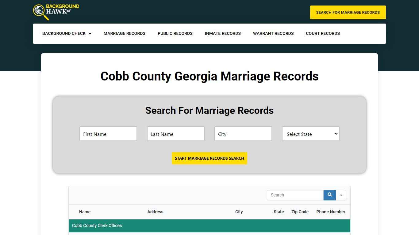 Marriage Records in Cobb County , Georgia