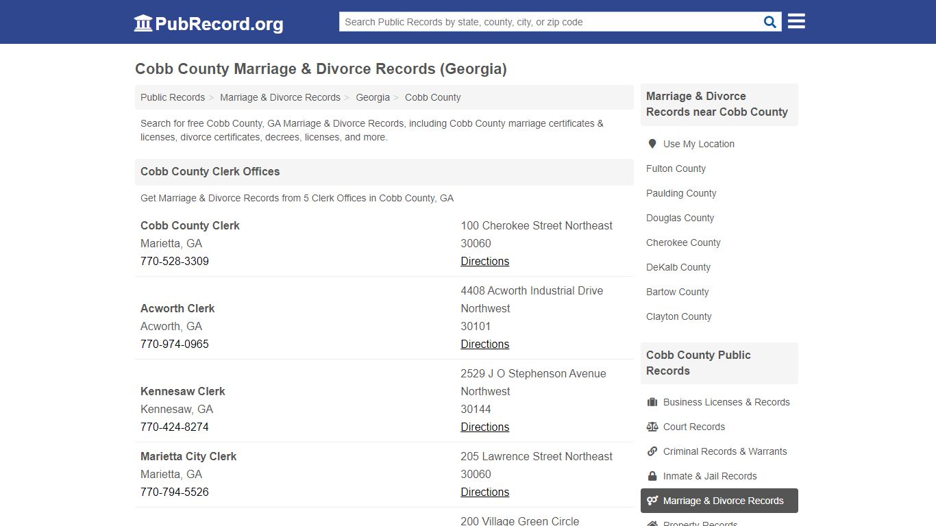 Free Cobb County Marriage & Divorce Records (Georgia ...
